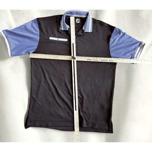 FootJoy Golf Polo Mens Jersey M Black Blue Preppy Embroidered Logo - Picture 8 of 8